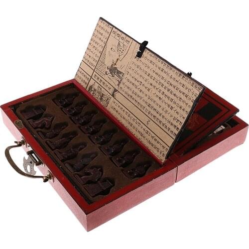 10 Inch Dark Red Weighted Chess Set Antique Style Home Office Decor Collectibles