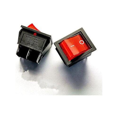 10PCS 2 files 6 Pin Large-scale rocker switch power switch 16A 250V Red green LED