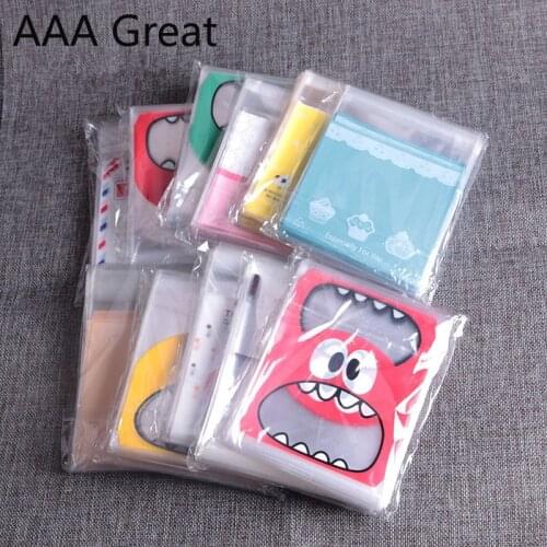 100Pcs/Lot Plastic Biscuit OPP Bags Cute Snack Packaging Self-Adhesive Bag Cartoon Candy Food Storage Pouches Snacks Nuts Baking