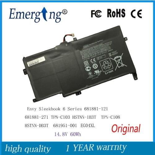 14.8V 60WH New Original Laptop Battery for HP Envy Sleekbook 6 Series 681881-121 681881-271 TPN-C103 HSTNN-IB3T EG04Xl TPN-C108