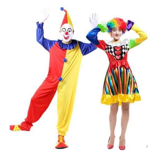 2020 Hot Halloween masquerade magician clown clothes suit adult Kid clown costume Parent child clothing Childrens Clown Costume