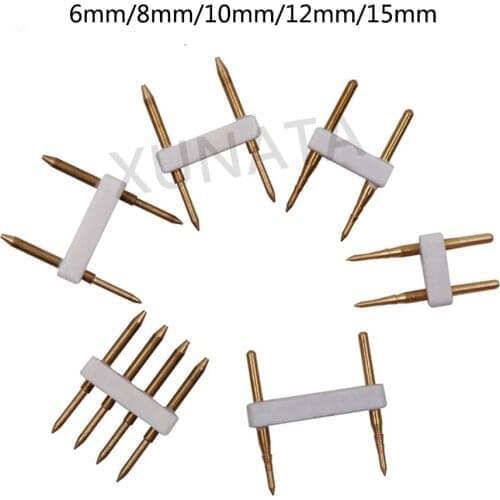 5pcs 2pin 4pin 6mm/8mm/12mm/15mm Connector Recommend Accessory Copper Pins for 110V 220V Single Color RGB LED Strip Freeshipping