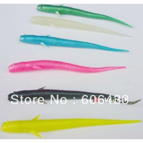 50 pieces loach Lures lure Grub worm colorful white Soft Silicone Fishing fish Bait 7cm/1.5g