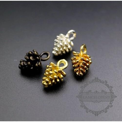 7x7x9mm gold,silver,bronze,raw brass pine cone nut pendant charm earrings chandelier DIY jewelry supplies 1850291