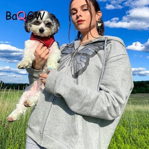 BaQGW Fashion Butterfly Print Long Sleeve Hooded 2020 Autumn and Winter Clothes Womens Casual Sporty Jumper Sweatshirt