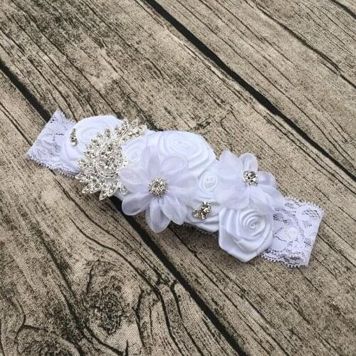 Free Shipping White Rosette Flower Girl Headbands Kids Hair Accessories Photo Prop