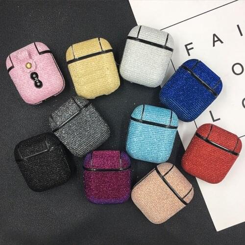 Glitter Bling Leather PU Skin Earphone Case For AirPods 1 2 Shockproof Protector Cover For Apple Air Pod Headphone Charging Case