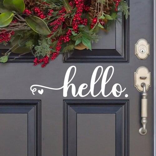 Cursive Hello Heart Door Car Mailbox Sticker Decal Welcome Quote Farmhouse Vinyl Home Decor