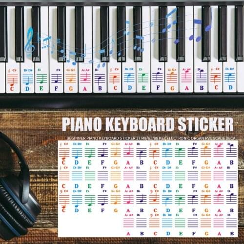 Hot Sale Piano Stave Note Sticker Not Easy to Fall Off 25/49/61/76/88 Key Transparent Music Decal Electronic Piano Stave Sticker