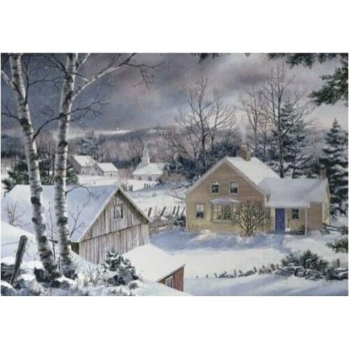 Rural Snowy Wooden House Scenery Needlework Cross stitch 14CT Unprinted Embroidery kits Arts Cross-Stitching,DIY Handmade Decor