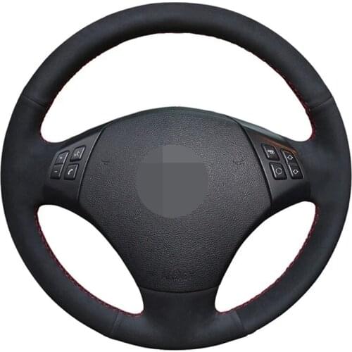 DIY Hand-stitched Car Steering Wheel Cover Black Genuine Leather Suede For BMW E90 E91 320 318i 320i 325i 330i 320d 328xi X1 E84