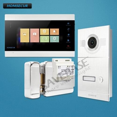 HOMSECUR 7" Hands-free Video&Audio Home Intercom 1.3MP Electric Lock with Keys Included (BC121HD-1S +BM705HD-B)