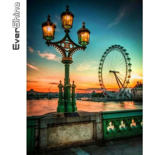 Evershine Diamond Embroidery Ferris Wheel Landscape 5D New Arrival Diamond Painting Sunset Rhinestone Mosaic Street Home Decor