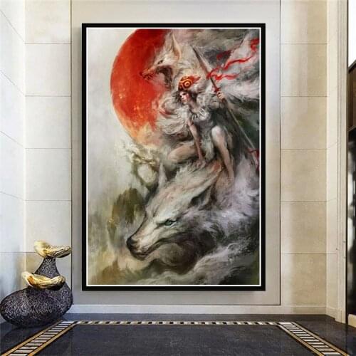 Canvas Painting Japan Anime Princess Mononoke Posters and Prints Wall Art Pictures for Living Room Cuadros Home Decoration