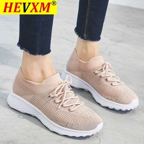 Classic ladies mesh breathable comfortable casual shoes lace-up flats outdoor running vulcanized shoes sneakers zapatos mujer