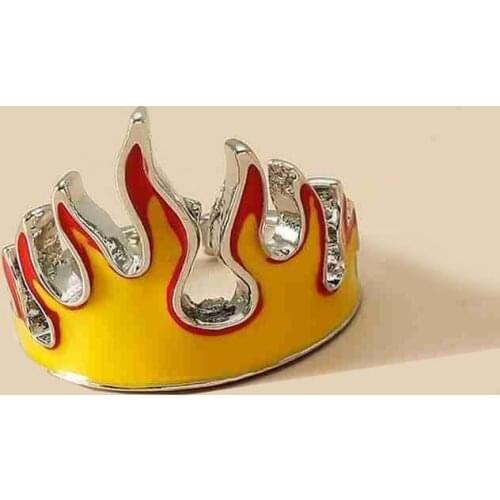 Gothic Flame Opening Rings Adjustable Ring For Women Metal Vintage Punk Friendship Rings Jewelry Aesthetics Party Gift