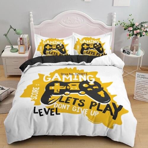 2/3PCS Games Duvet Comforter Cover Gamepad Bedding Set for Boys Kids Adults Video Modern Gamer Console Quilt with Pillowcase