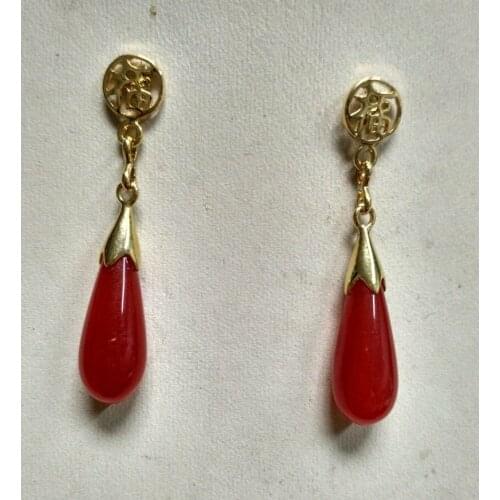 Beautiful 1Pairs Red Ruby Drop Dangle Earring