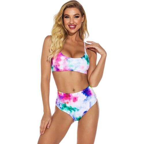 2021 Diving Swimming Suit High Waist Tie-Dye 2 Piece Swimsuit Swimwear Womens Bathing Suits S/X/L/XL Bikini Push Up
