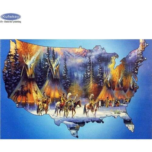 DIY Full Square/round Diamond Mosaic Kit Indians horse Diamond Painting Diamond Embroidery Mosaic Diamond pictures 5d art