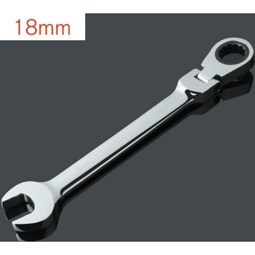 1pcs Wrench Ratchet Handle Ring Spanner Set 18mm Chrome Vanadium Combination Flexible Ratchet Wrench Open End Torque Torque