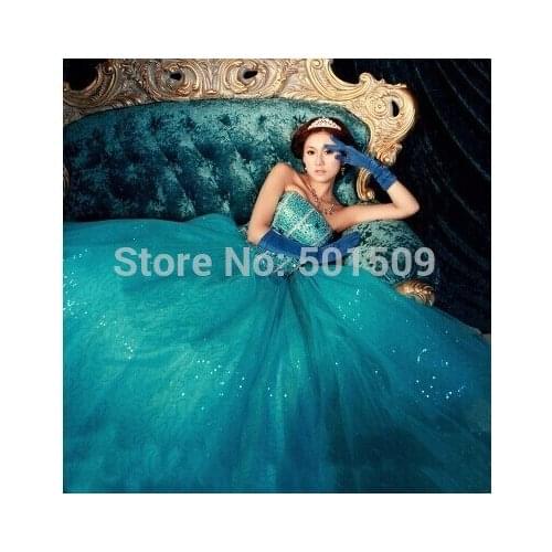 Sky blue rhinestone beading Women Medieval Renaissance ball gown queen Dress Party Royal victoria belle ball
