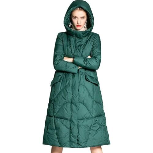 2020 New Winter White Duck Down Parka Hooded Warm Long Coat Loose Women Outwear Casaco Feminino Parkas