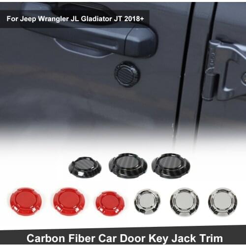 2021 New Arrivals Carbon Fiber Car Door Key Jack Hole Decoration Cover for Jeep Wrangler JL Gladiator JT 2018+ Car Accessories