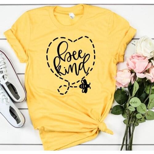 Bee Kind Print Women T Shirts 90s Grunge Graphic Tee Shirt Harajuku Cotton Tshirt Help More Bees Tops Tumblr Tees Drop Shipping