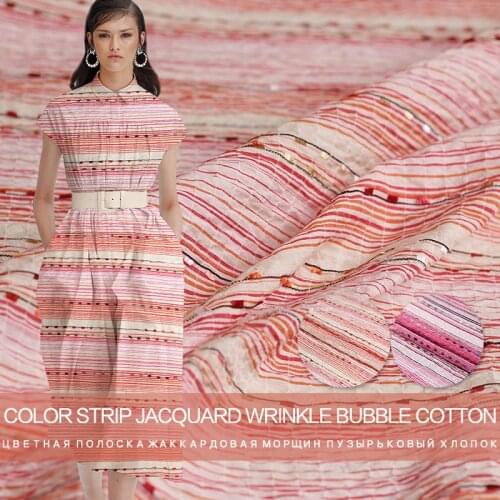 Pearlsilk Colour Stripe Jacquard Weave Cotton and Polyester Materials Spring Dress DIY clothes fabrics Freeshipping