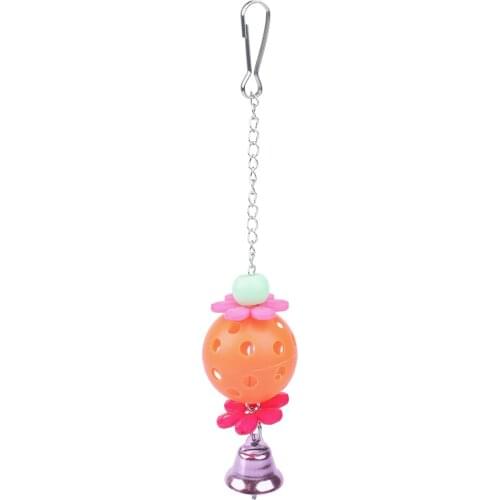 Plastic Hollow Ball with Colorful Acrylic Elements and Bell Little Swing Toy for Small Medium Birds