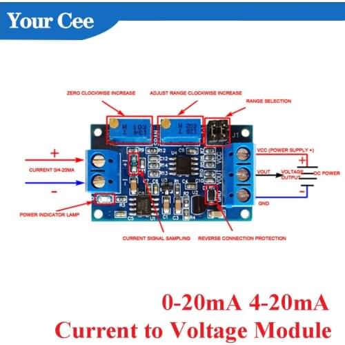 0 to 20mA/40mA to 0-3.3V 0-5V 0-10V Current to Voltage Converter Signal Conversion Module 0-20mA 4-20mA I/V Transmitter