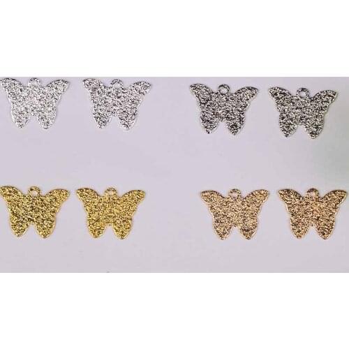 50pcs/lot copper material gold silver color Matte butterfly charm pendant accessories for bracelet DIY jewelry making
