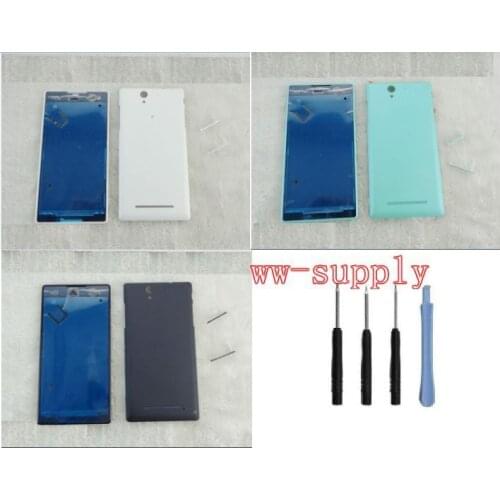 Full Housing Front Frame Chassis Bezel + Back Battery Cover Case Side Button for Sony Xperia C3 S55U D2502 D2503 D2533 + Kits