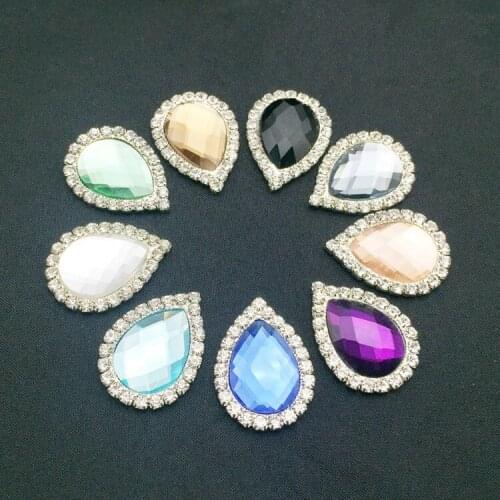 Sliver Plated Wedding Bling Rhinestone Oval glass flatback Button For Sewing Wedding Invitation Card Decoration