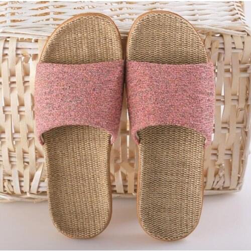 Womens fabric linen slippers summer indoor non-slip slide womens bedroom floor home slider EU 35-40 indoor ladies flip-flops