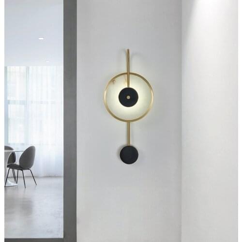 Nordic bathroom light hotel marble lamp background wall clock pendulum living room bedside study decorative wall light round
