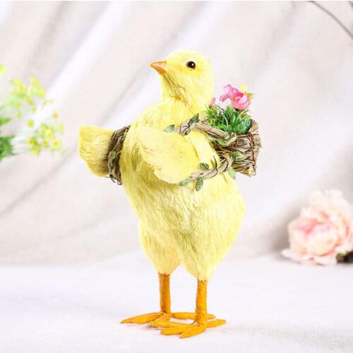 Straw Plush Floral Craft Gift Handmade Faux Hair Rhubarb Chicken Ornaments Simulation Doll Figurines Tabletop Garden Decor