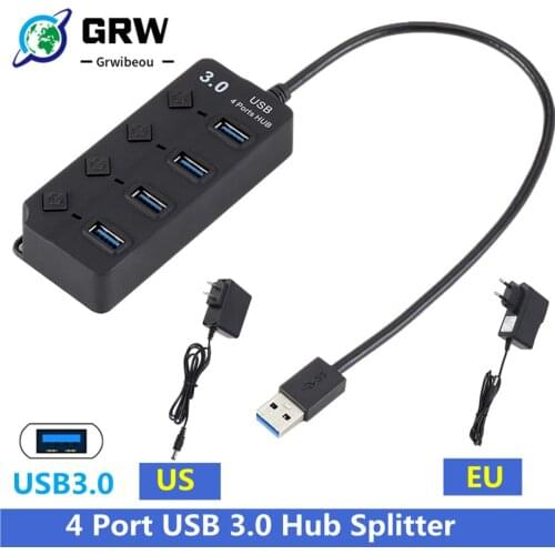 USB 3.0 Hub USB Hub 3.0 Multi USB Splitter 3 Hab Use Power Adapter 4 Port Multiple Expander 2.0 USB3 Hub with Switch for PC