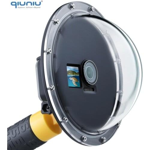 QIUNIU Waterproof Dome Port Underwater Diving Housing Case Lens Cover with Float Hand Grip for DJI Osmo Action Camera Accessory
