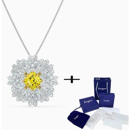 High-end flowers bloom beautiful yellow stamens woman luxury adjustable long necklace mother‘s Day gift