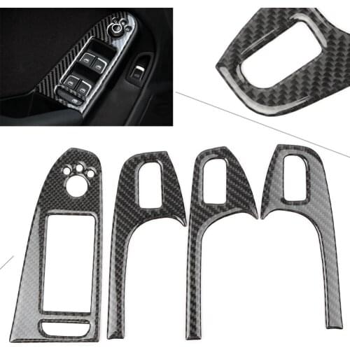 Interior Door Cover Protector Armrest Trim Decoration For Audi A4 B8 2008 2009 2010 2011 2012 2013 2014 2015 4PCS Carbon Fiber