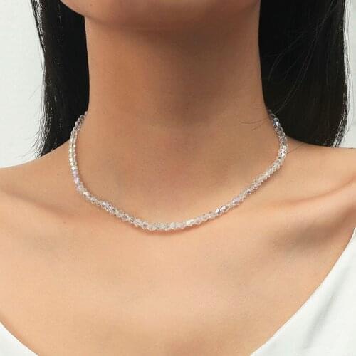 Simple Fashion Female Transparent Crystal Beads Handmade Beaded Necklaces For Women Girls OL Style Ladies Party Jewelry Gifts