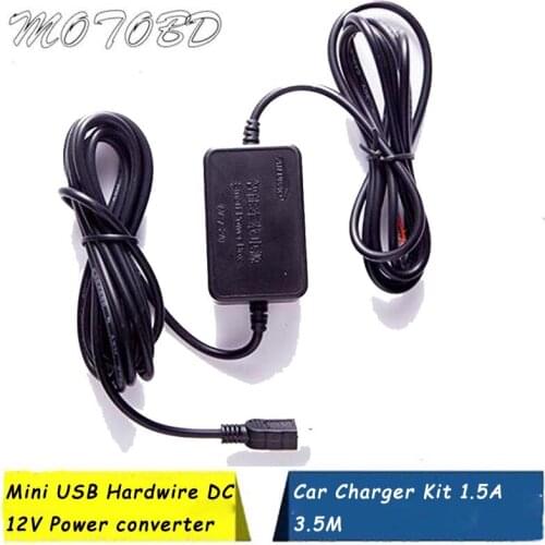 Mini USB Hardwire DC 12V Power converter adapter Car Charger Kit 1.5A 3.5M For Dash Cam Camcorder Vehicle DVR