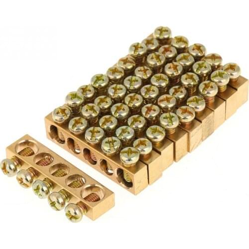 10pcs Splice Terminal Bar 5-Hole Electrical Distribution Wire Screw Terminal Brass Ground Neutral Bar Wholesale