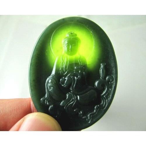 100% natural hetian guanyin green jade pendant necklaces pendants brand men women real jade jewelry