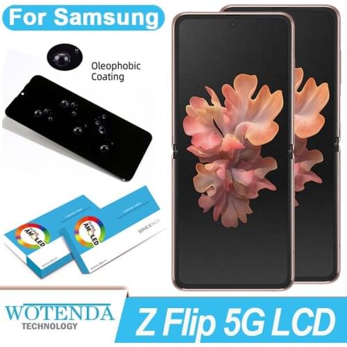 100% Original Super AMOLED Display for Samsung Galaxy Z Flip 5G SM-F707 LCD Touch Screen Digitizer Assembly Repair Parts