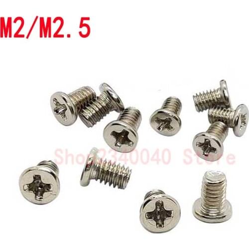100pcs/lot Nickel plated CM Flat Head Phillips machine Screws Thin Head Bolts Screw laptop screw M2x2/3 M2.5x4 Electronic screw
