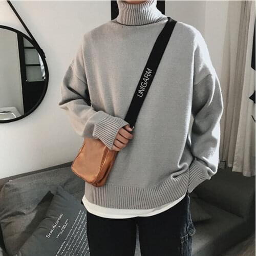 High necked sweater is loose and versatile, boys and girls wear the same winter students thickened knitted sweater