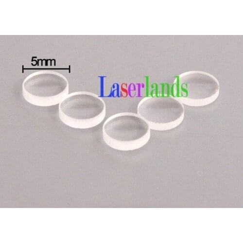 5pcs 5mm Flat Convex Glass Lens for 532nm Green Laser Module Beam Collimation